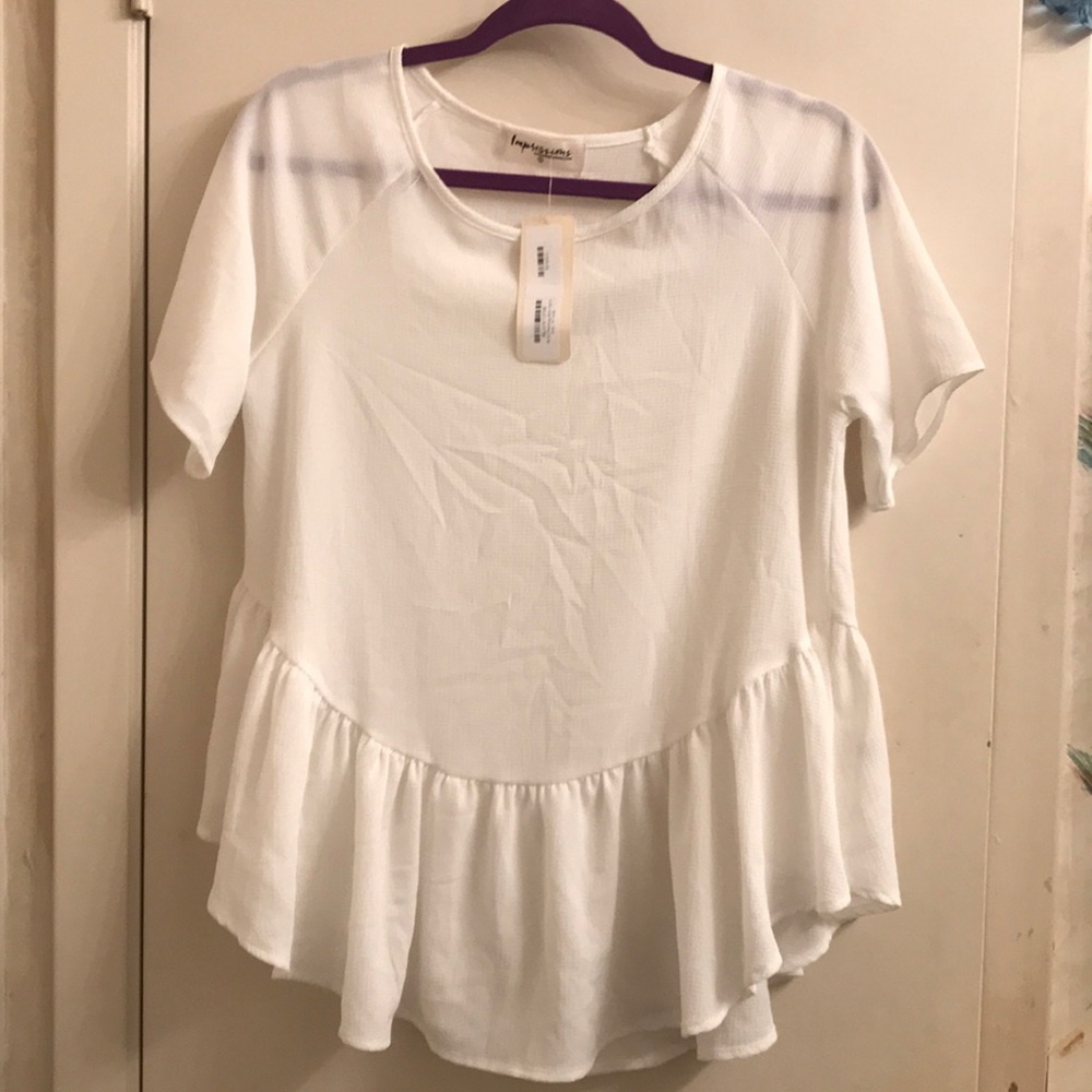 Lovely Ivory Blouse Flared Ruffles. So Luxuriously Sofy